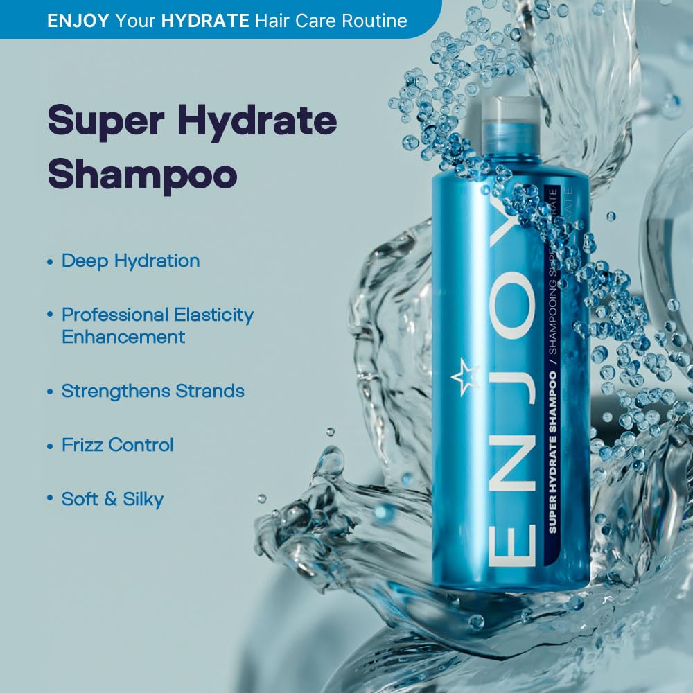 ENJOY Hair Care Super Hydrate Shampoo, Shampoo For Color Treated Hair, Shampoo for Men and Women, Curly Hair Shampoo - 10.1 Fl Oz